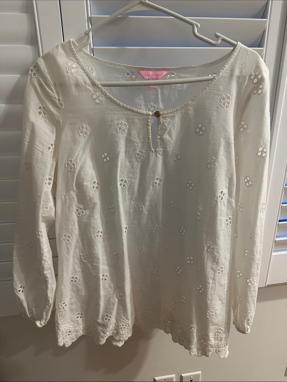 Lilly Pulitzer Cream Eyelet Peasant Tunic
